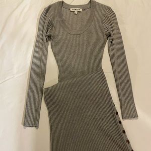 Grey long sleeve ‘ankle length’ fitted dress